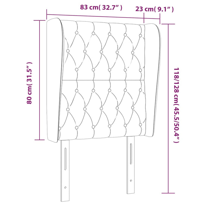 Tăblie de pat cu aripioare, negru, 83x23x118/128 cm, catifea WALTI