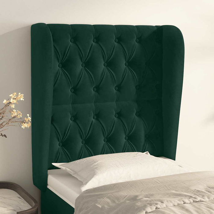 Tăblie pat cu aripioare verde închis 83x23x118/128 cm catifea WALTI