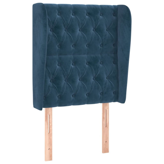 Tăblie pat cu aripioare albastru închis 83x23x118/128cm catifea - WALTI WALTI