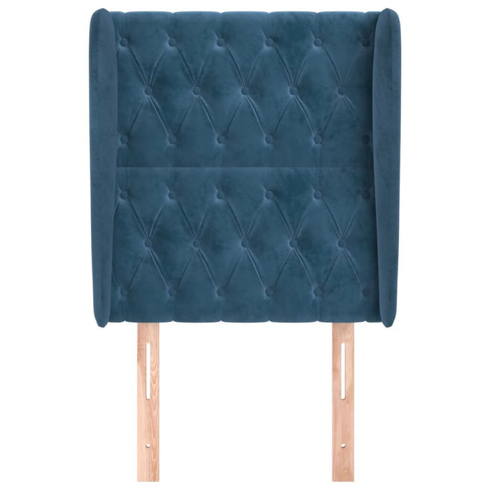 Tăblie pat cu aripioare albastru închis 83x23x118/128cm catifea - WALTI WALTI