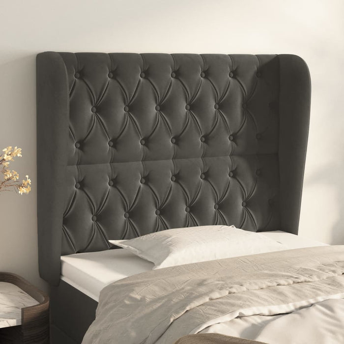 Tăblie de pat cu aripioare gri închis 93x23x118/128 cm catifea - WALTI WALTI