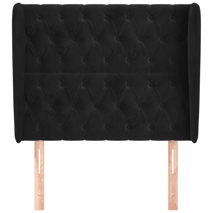 Tăblie de pat cu aripioare, negru, 93x23x118/128 cm, catifea WALTI