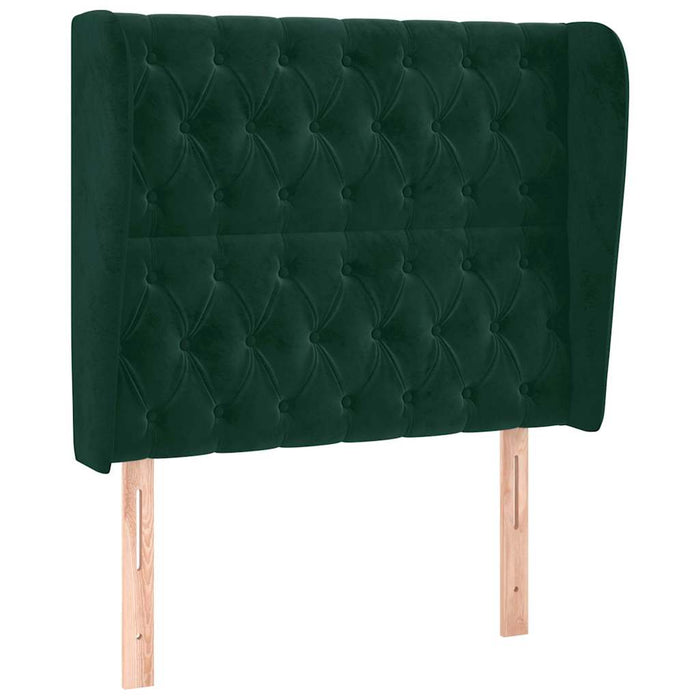 Tăblie pat cu aripioare verde închis 93x23x118/128 cm catifea WALTI
