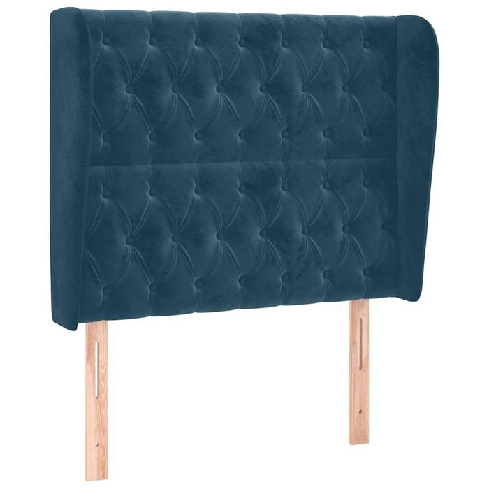 Tăblie pat cu aripioare albastru închis 93x23x118/128cm catifea WALTI