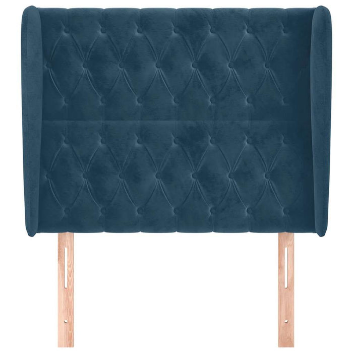 Tăblie pat cu aripioare albastru închis 93x23x118/128cm catifea WALTI