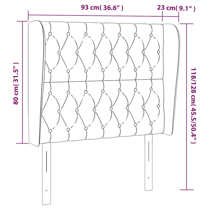 Tăblie pat cu aripioare albastru închis 93x23x118/128cm catifea WALTI
