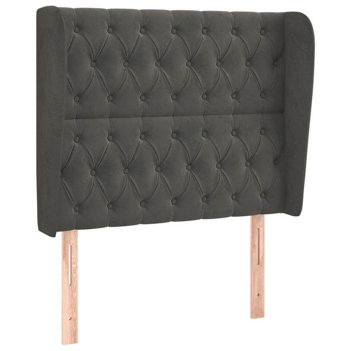 Tăblie de pat cu aripioare gri închis 103x23x118/128 cm catifea WALTI
