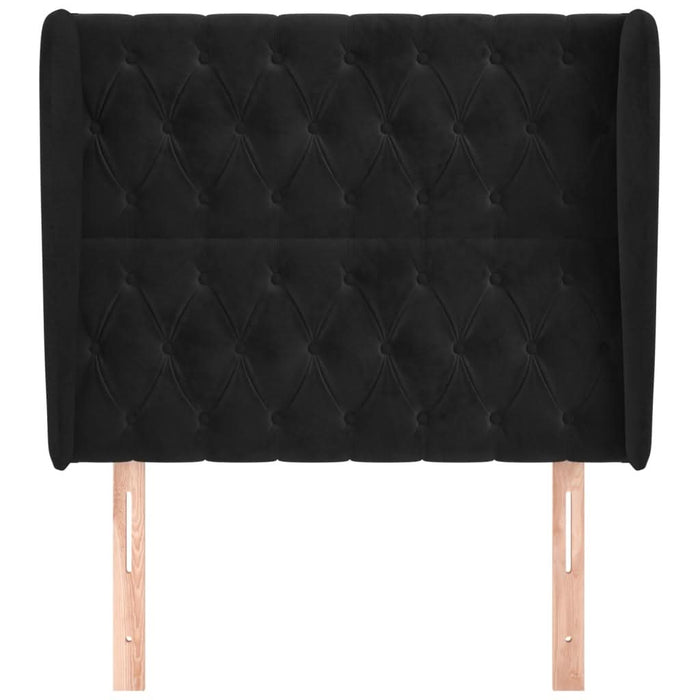 Tăblie de pat cu aripioare, negru, 103x23x118/128 cm, catifea - WALTI WALTI