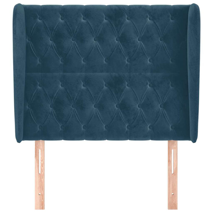 Tăblie pat cu urechi albastru închis 103x23x118/128cm catifea WALTI