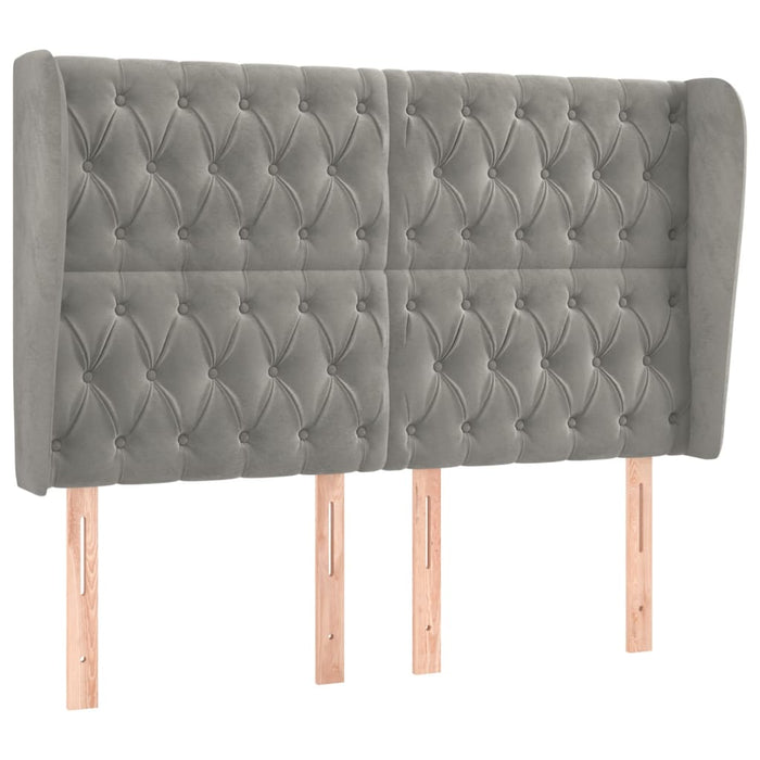 Tăblie de pat cu aripioare gri deschis 147x23x118/128cm catifea WALTI