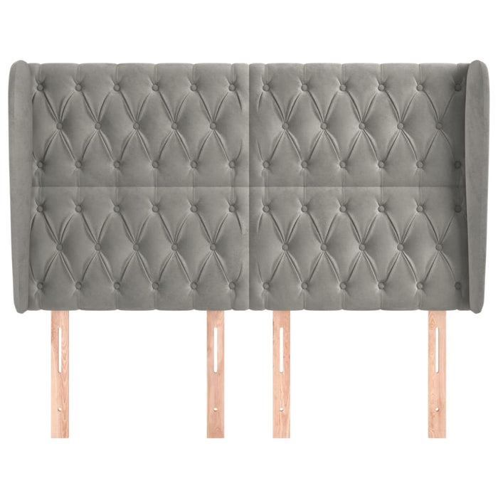 Tăblie de pat cu aripioare gri deschis 147x23x118/128cm catifea WALTI
