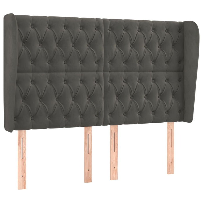 Tăblie de pat cu aripioare gri închis 147x23x118/128 cm catifea - WALTI WALTI