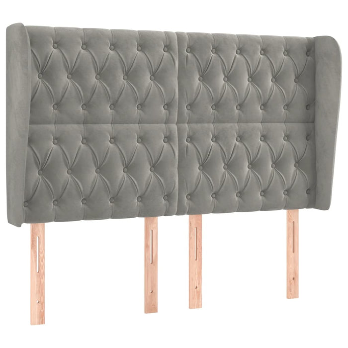 Tăblie de pat cu aripioare gri deschis 163x23x118/128cm catifea WALTI