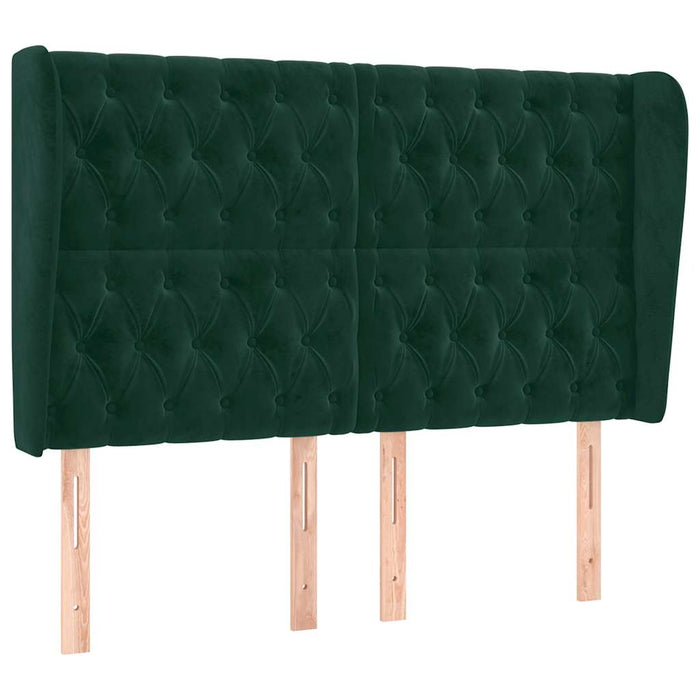 Tăblie pat cu aripioare verde închis 163x23x118/128 cm catifea WALTI