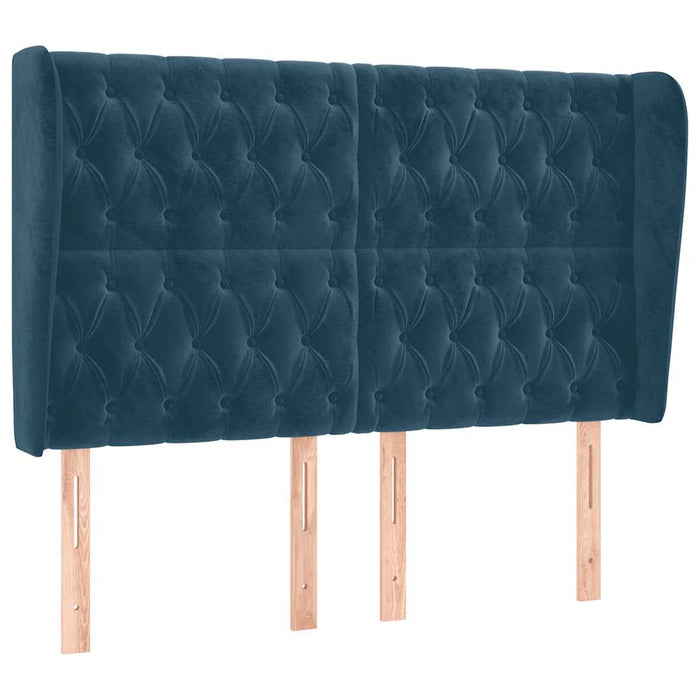 Tăblie pat cu urechi albastru închis 163x23x118/128 cm catifea - WALTI WALTI