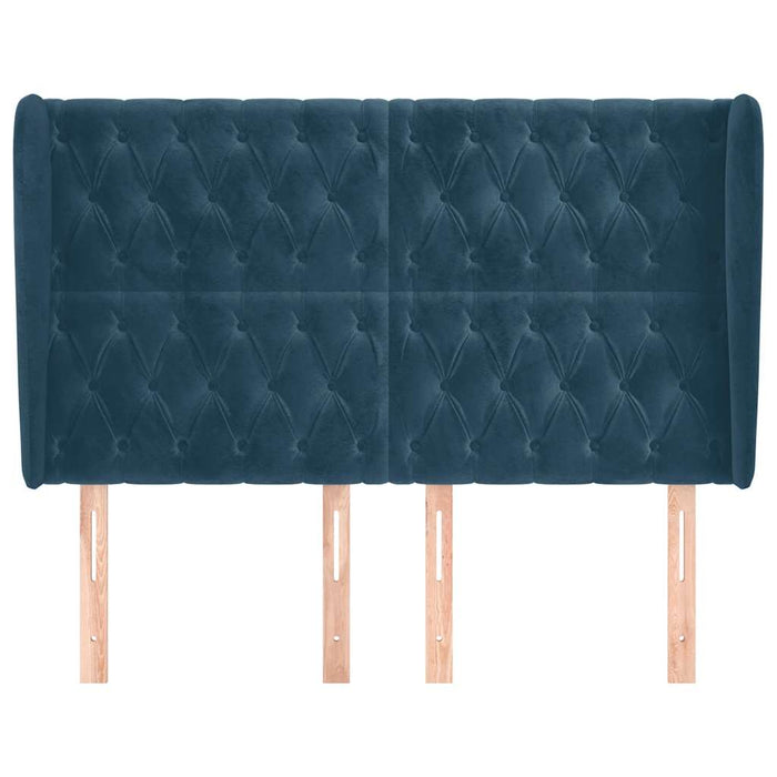 Tăblie pat cu urechi albastru închis 163x23x118/128 cm catifea - WALTI WALTI
