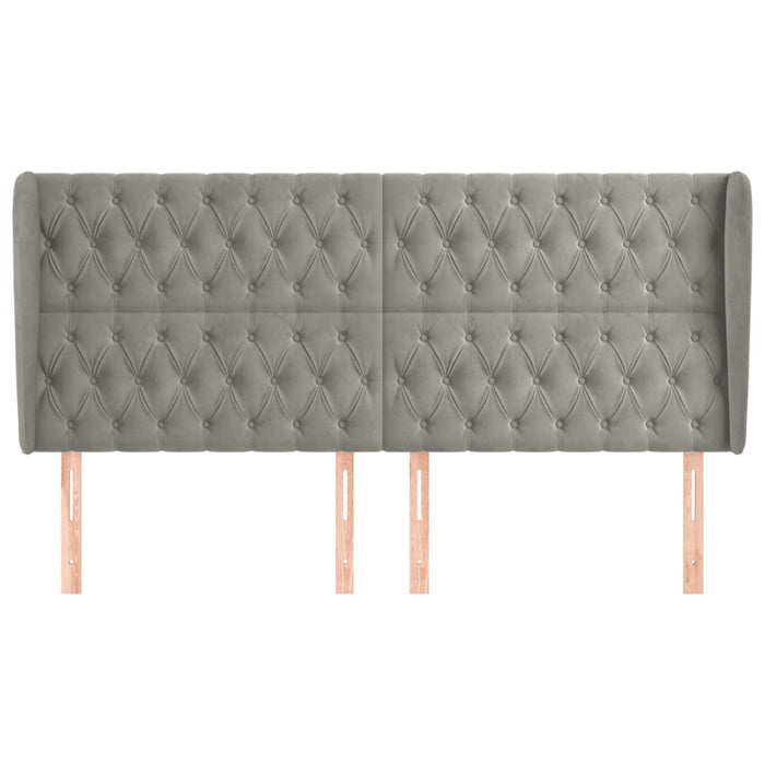 Tăblie de pat cu aripioare gri deschis 183x23x118/128cm catifea - WALTI WALTI