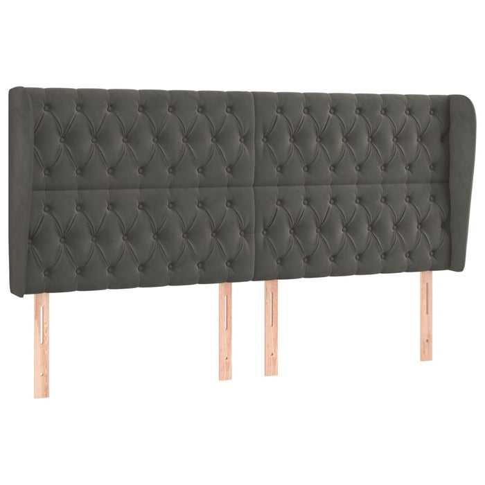 Tăblie de pat cu aripioare gri închis 183x23x118/128 cm catifea WALTI