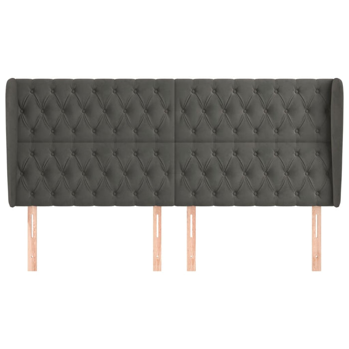 Tăblie de pat cu aripioare gri închis 183x23x118/128 cm catifea WALTI