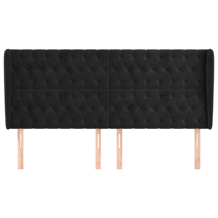 Tăblie de pat cu aripioare, negru, 183x23x118/128 cm, catifea - WALTI WALTI