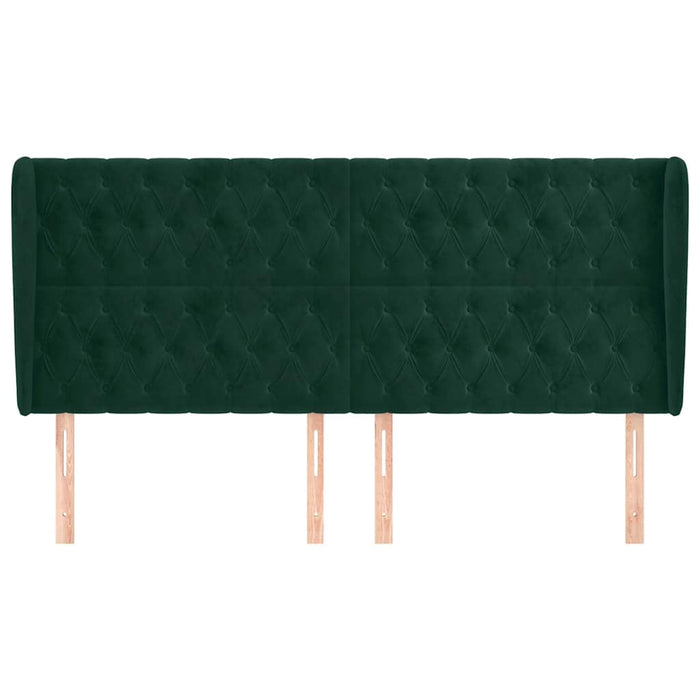 Tăblie pat cu aripioare verde închis 183x23x118/128 cm catifea WALTI