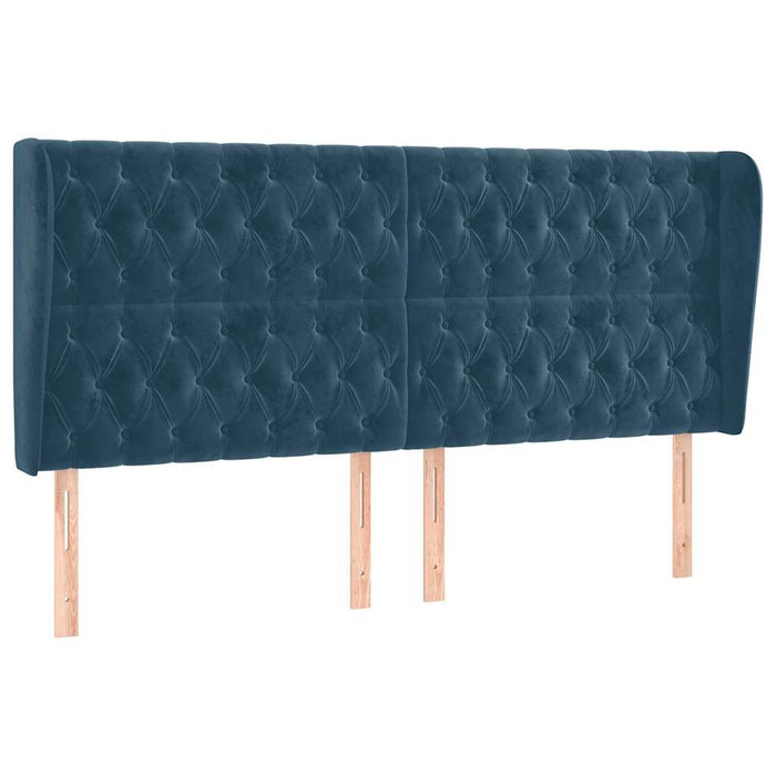 Tăblie pat cu urechi albastru închis 183x23x118/128 cm catifea WALTI