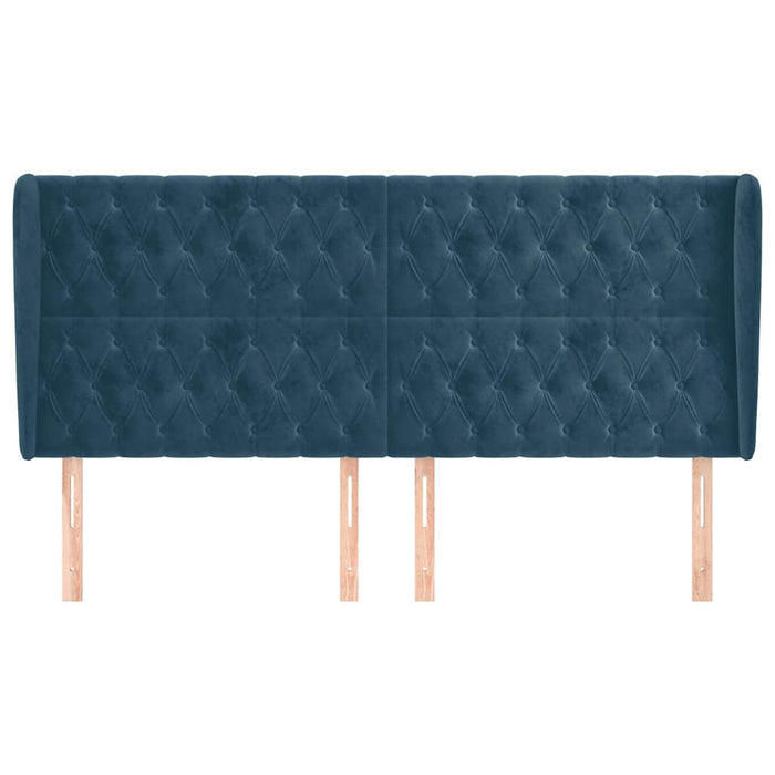 Tăblie pat cu urechi albastru închis 183x23x118/128 cm catifea WALTI