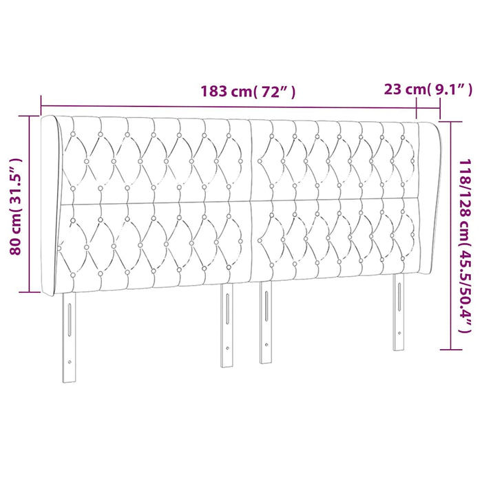 Tăblie pat cu urechi albastru închis 183x23x118/128 cm catifea WALTI