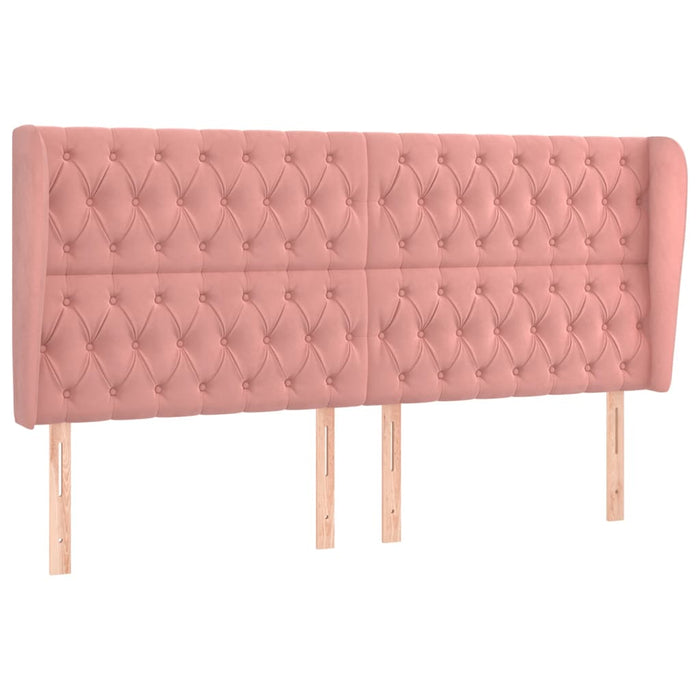 Tăblie de pat cu aripioare, roz, 183x23x118/128 cm, catifea WALTI