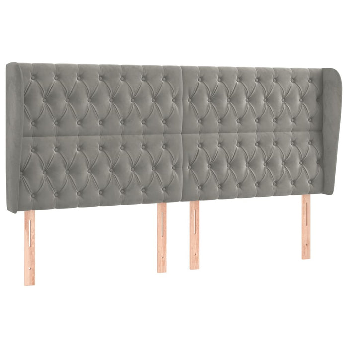 Tăblie de pat cu aripioare gri deschis 203x23x118/128cm catifea WALTI