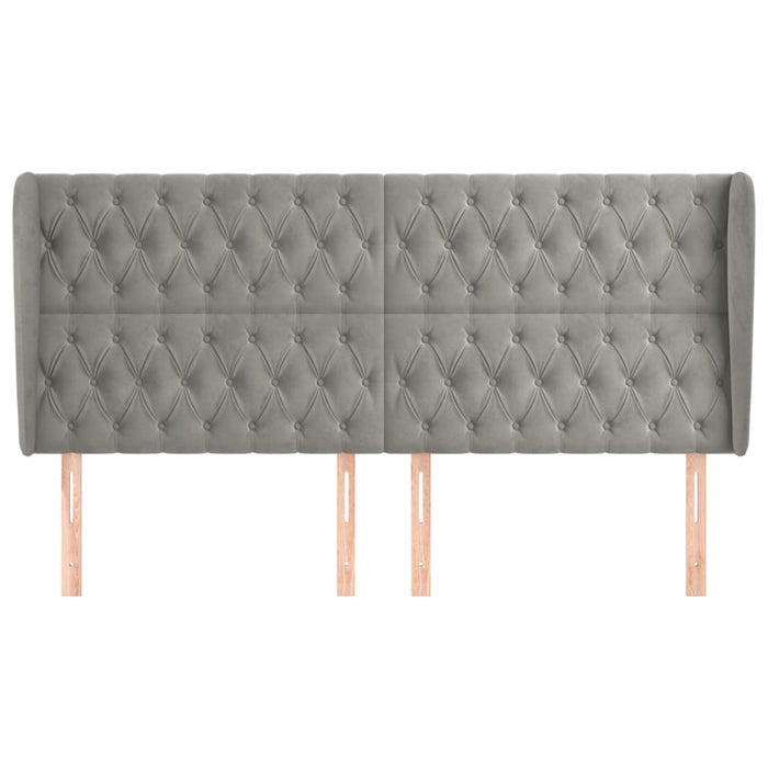 Tăblie de pat cu aripioare gri deschis 203x23x118/128cm catifea WALTI