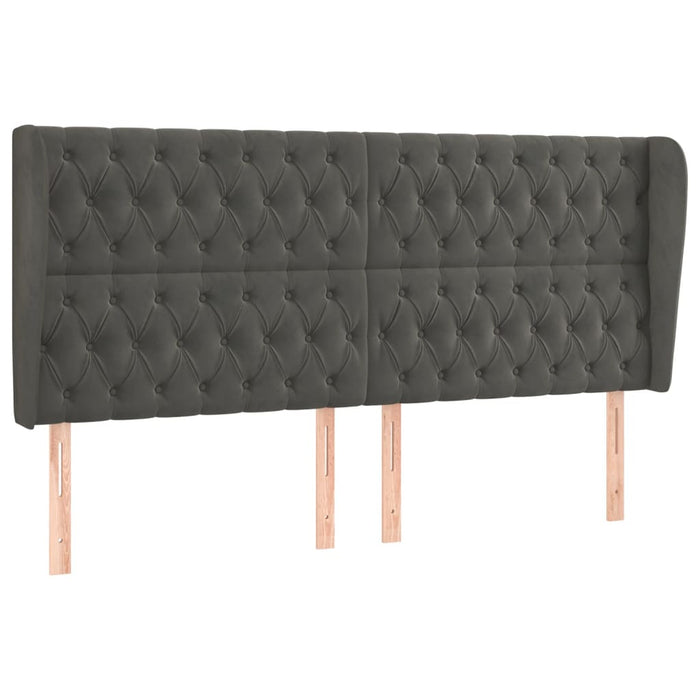 Tăblie de pat cu aripioare gri închis 203x23x118/128 cm catifea WALTI
