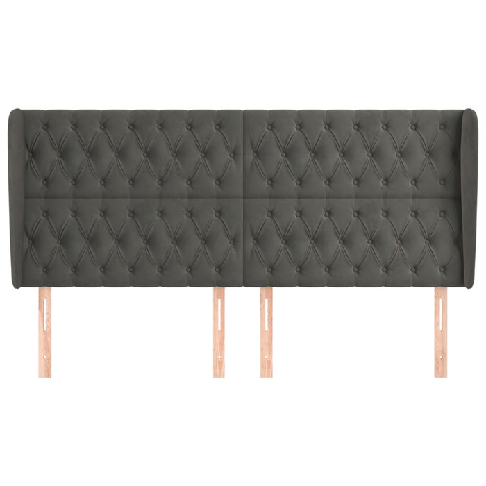 Tăblie de pat cu aripioare gri închis 203x23x118/128 cm catifea WALTI