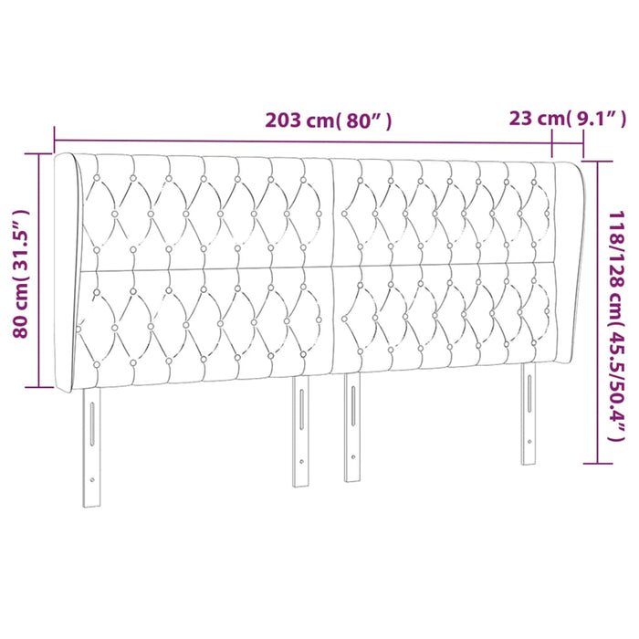 Tăblie de pat cu aripioare gri închis 203x23x118/128 cm catifea WALTI