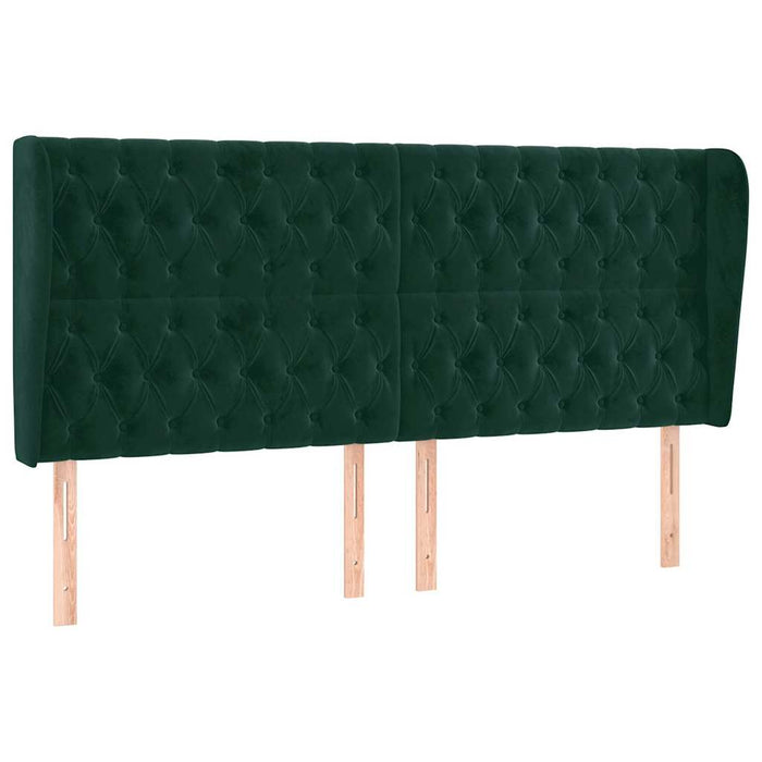 Tăblie pat cu aripioare verde închis 203x23x118/128cm catifea WALTI