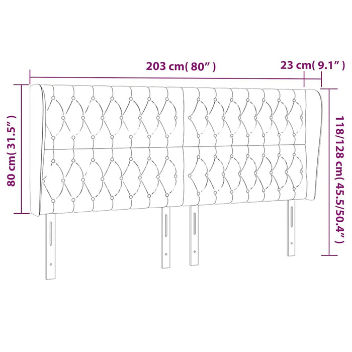 Tăblie pat cu aripioare verde închis 203x23x118/128cm catifea WALTI