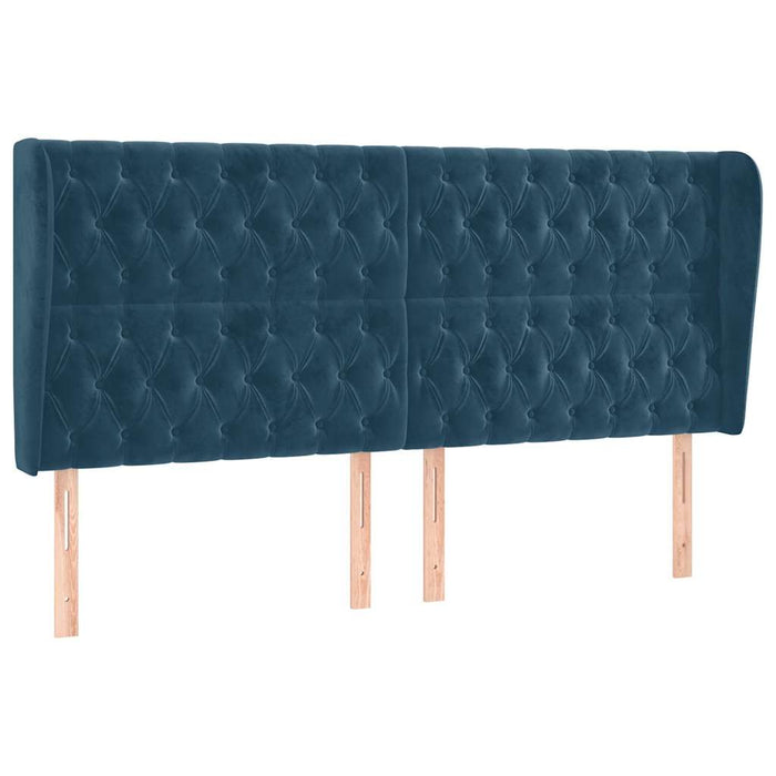 Tăblie pat cu urechi albastru închis 203x23x118/128 cm catifea WALTI
