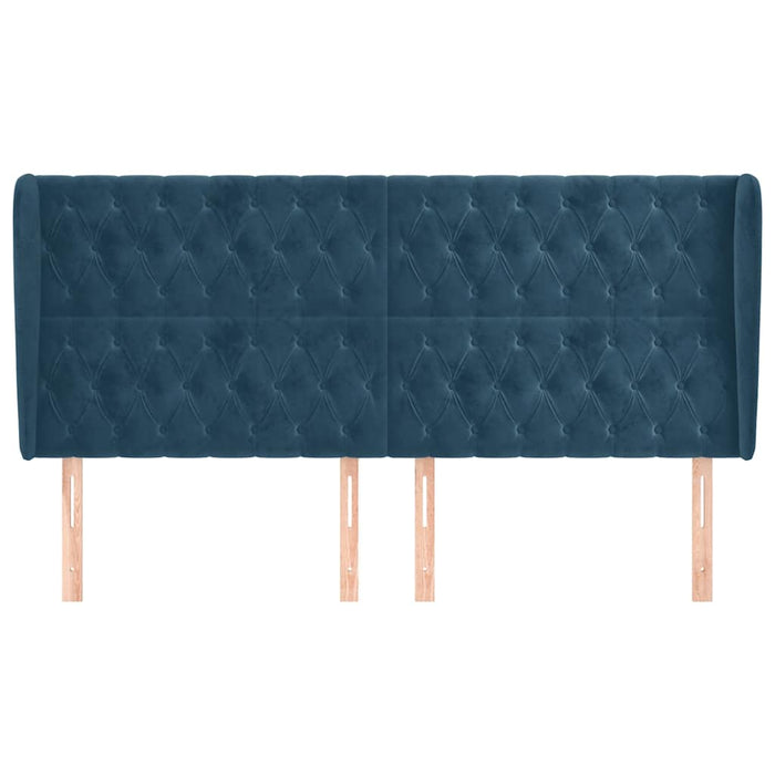 Tăblie pat cu urechi albastru închis 203x23x118/128 cm catifea WALTI