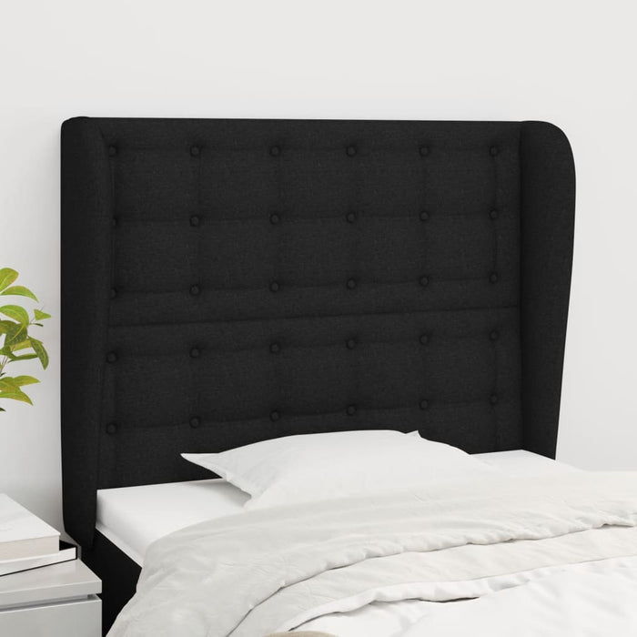 Tăblie de pat cu aripioare, negru, 83x23x118/128 cm, textil - WALTI WALTI