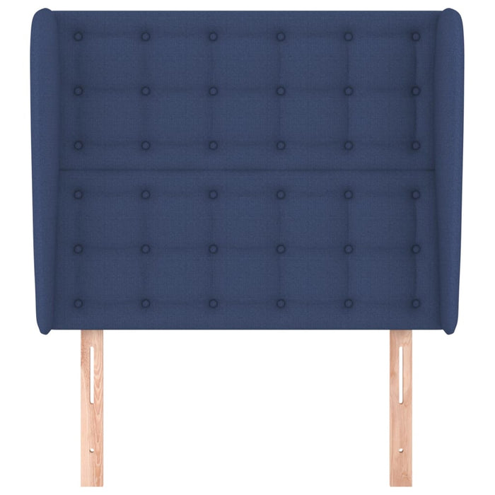Tăblie de pat cu aripioare, albastru, 83x23x118/128 cm, textil WALTI