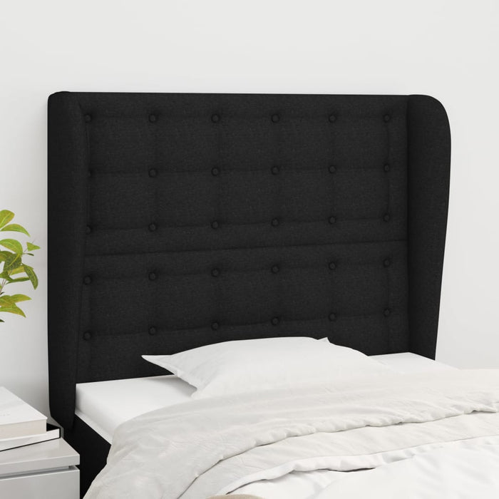 Tăblie de pat cu aripioare, negru, 93x23x118/128 cm, textil - WALTI WALTI