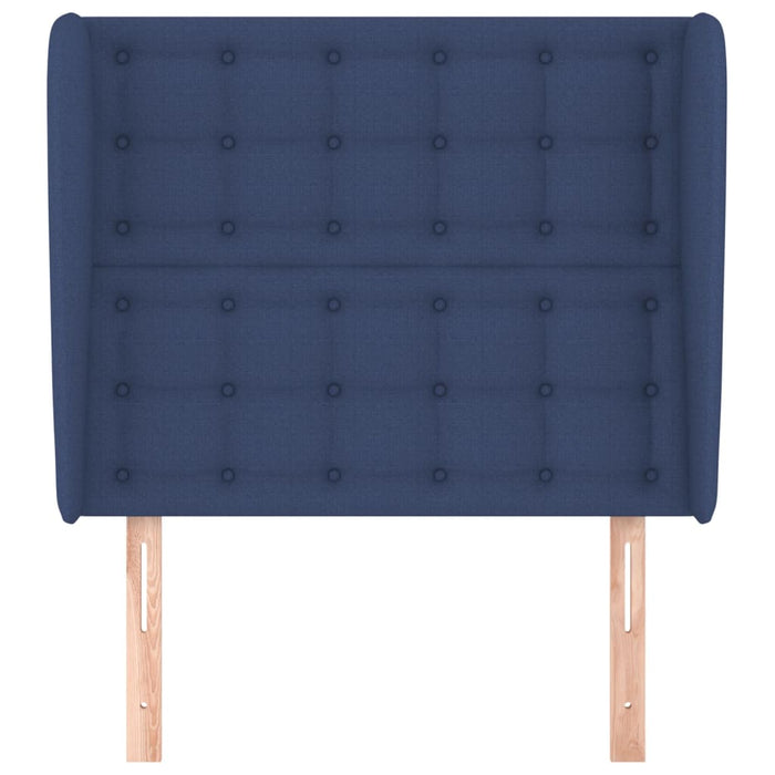 Tăblie de pat cu aripioare, albastru, 93x23x118/128 cm, textil WALTI