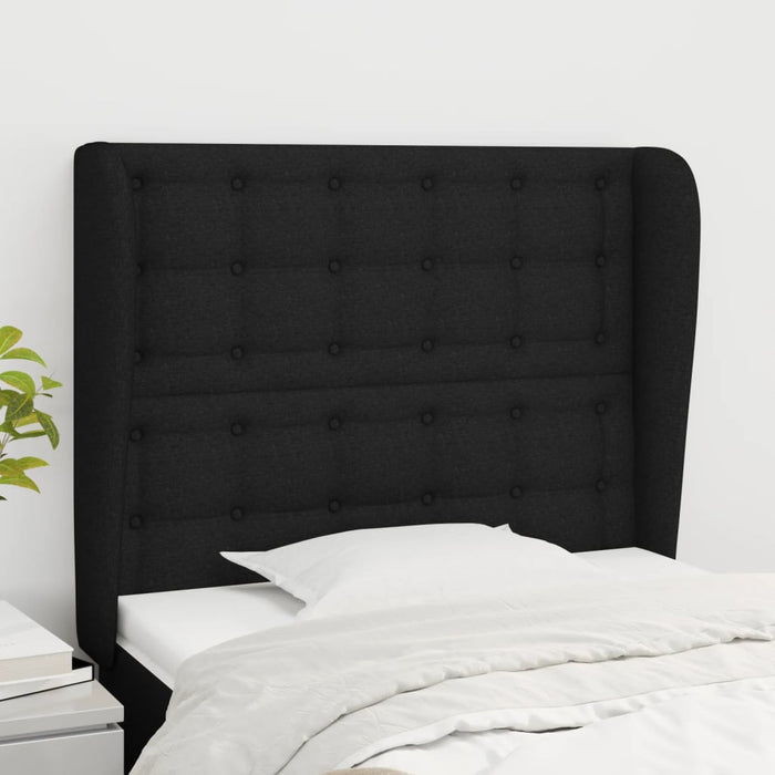 Tăblie de pat cu aripioare, negru, 103x23x118/128 cm, textil - WALTI WALTI