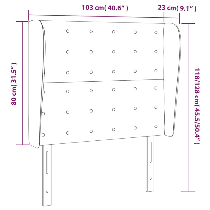 Tăblie de pat cu aripioare, albastru, 103x23x118/128 cm, textil WALTI