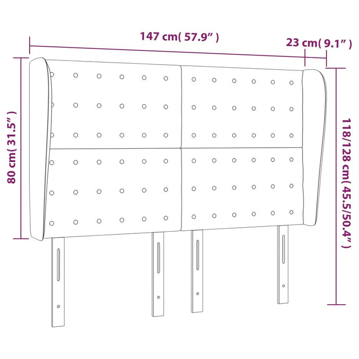 Tăblie de pat cu aripioare gri deschis 147x23x118/128 cm textil - WALTI WALTI