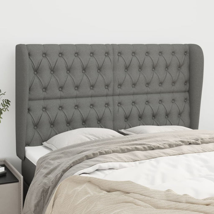 Tăblie de pat cu aripioare gri închis 147x23x118/128 cm textil - WALTI WALTI