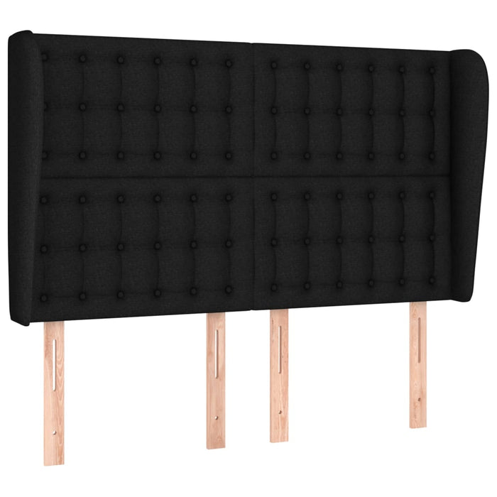 Tăblie de pat cu aripioare, negru, 147x23x118/128 cm, textil WALTI