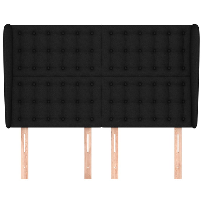 Tăblie de pat cu aripioare, negru, 147x23x118/128 cm, textil WALTI