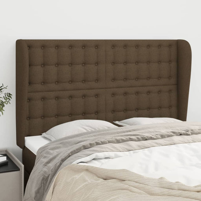 Tăblie de pat cu aripioare maro închis 147x23x118/128 cm textil WALTI