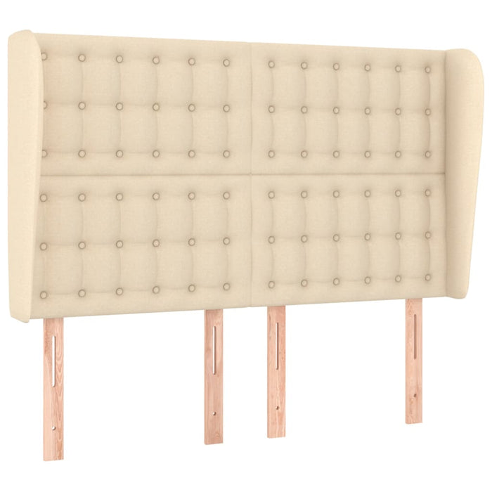 Tăblie de pat cu aripioare, crem, 147x23x118/128 cm, textil WALTI